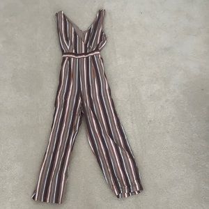Francesca’s Neutral Stripped Jumpsuit!
